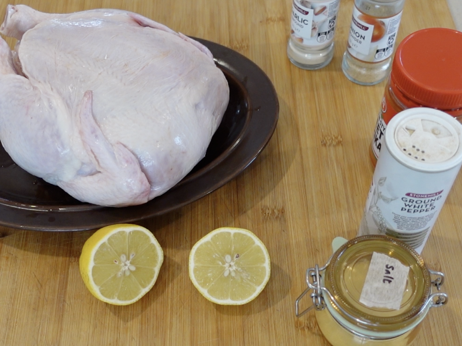 whole chicken and seasonings